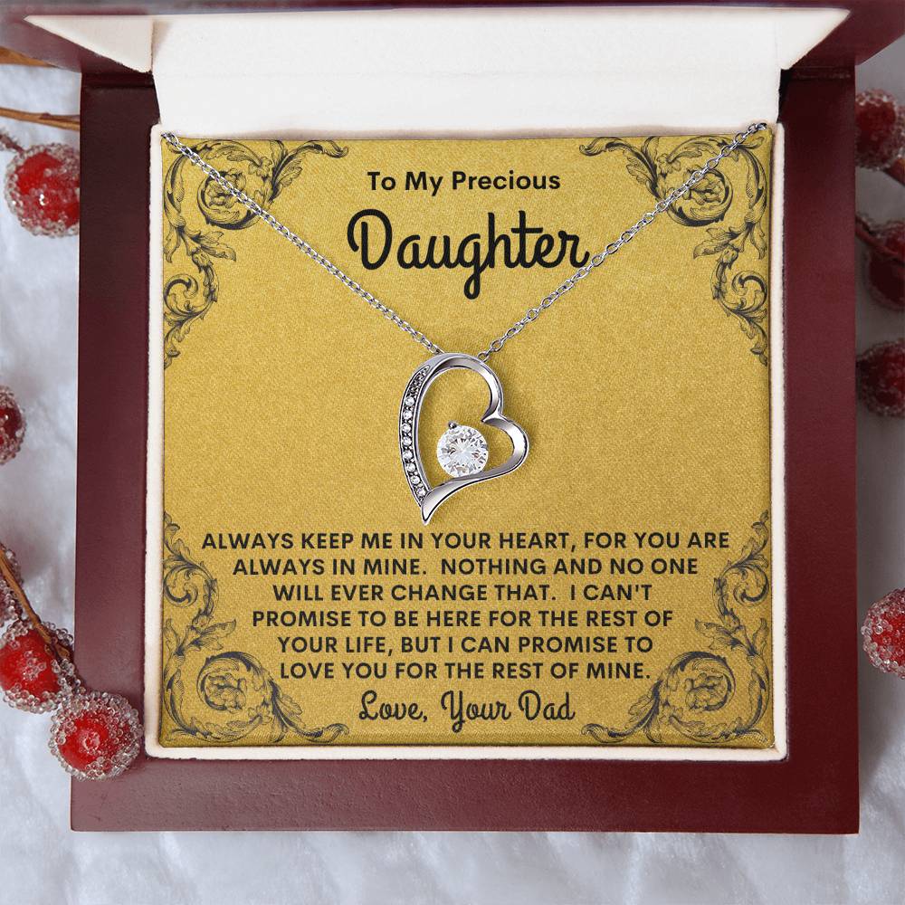 Dad - To My Precious Daughter - Always Keep Me In Your Heart - Forever Love Necklace - Daughter Gift - Birthday Gift - Christmas Gift