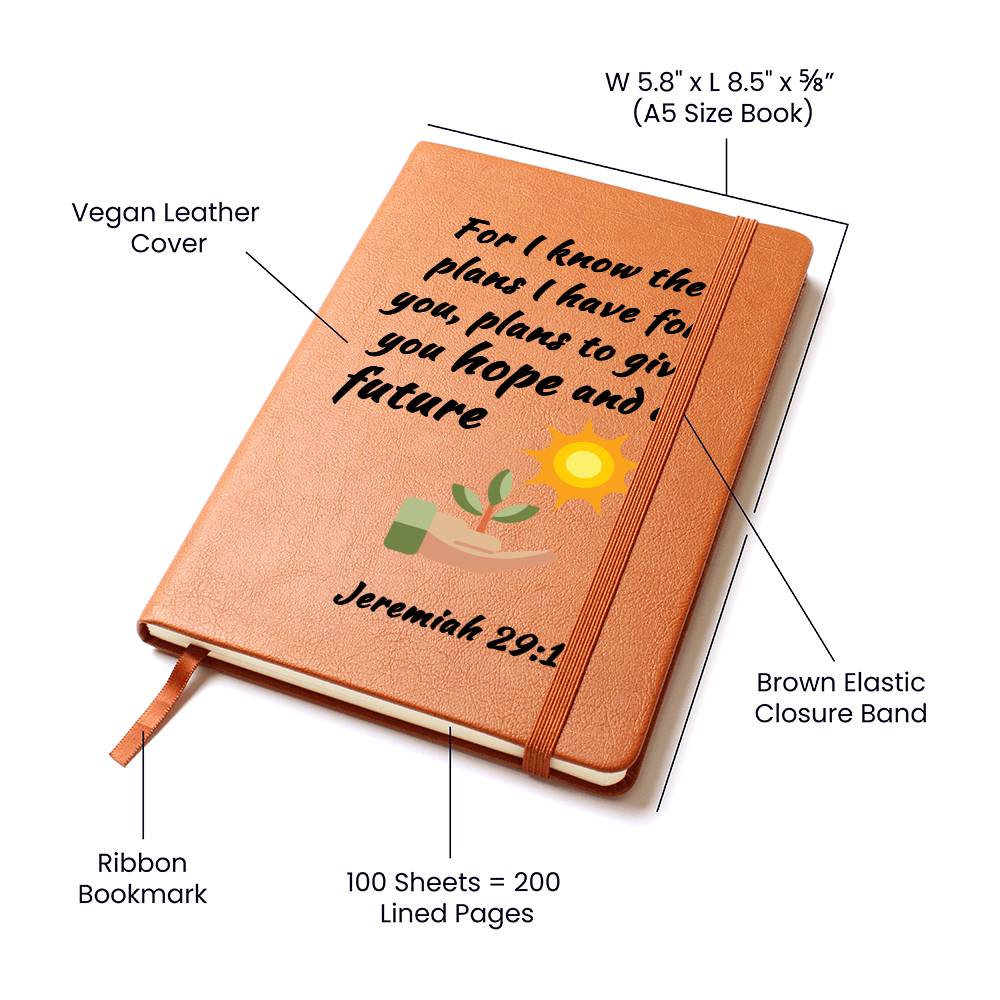 For I know the plans I have for you... - Jeremiah 29:11 - Gratitude Journal -- Scripture Gift - Religious Gift - Strength - Encouragement - Survivor - Inspirational Gift For Family & Friends Gift - Grad Gift - Birthday Gift