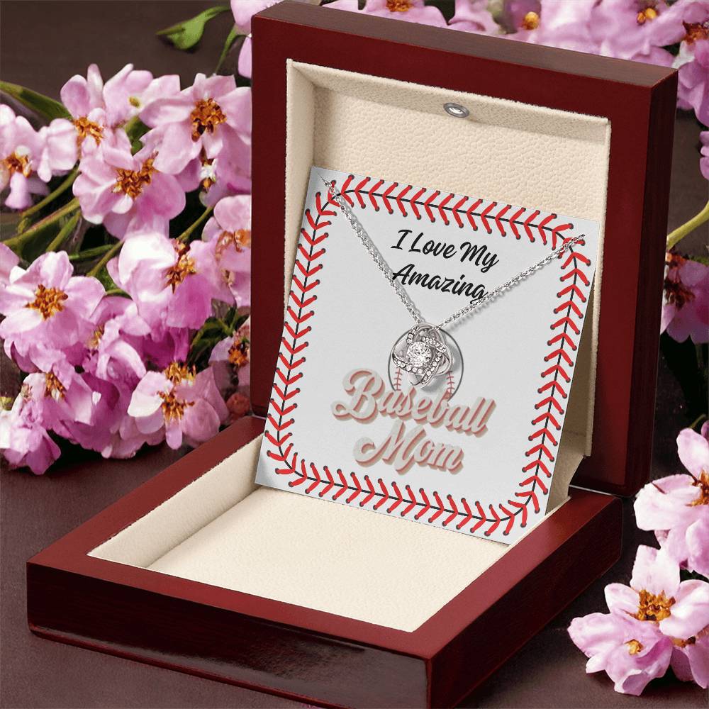 I Love My Amazing Baseball Mom - Love Knot Necklace - Gift for Mom - Mother's Day Gift- Birthday Gift -  Baseball Mom Gift - Special Occasion - Keepsake Gift from Child