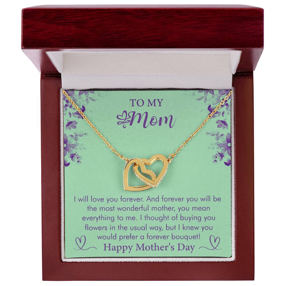 Happy Mother's Day - I Will Love You Forever -Interlocking Hearts Necklace - Gift for Mom - Mother's Day Gift