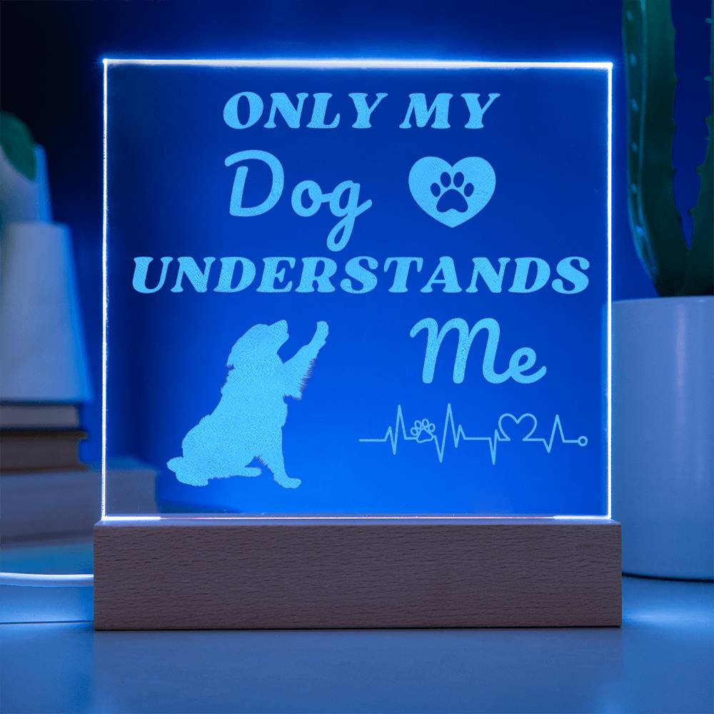 Only My Dog Understands Me - Engraved Acrylic Square Plaque LED Night Light - Pet Lovers - Valentine's Day - Gift for Pet Owners - Dog Lovers Birthday