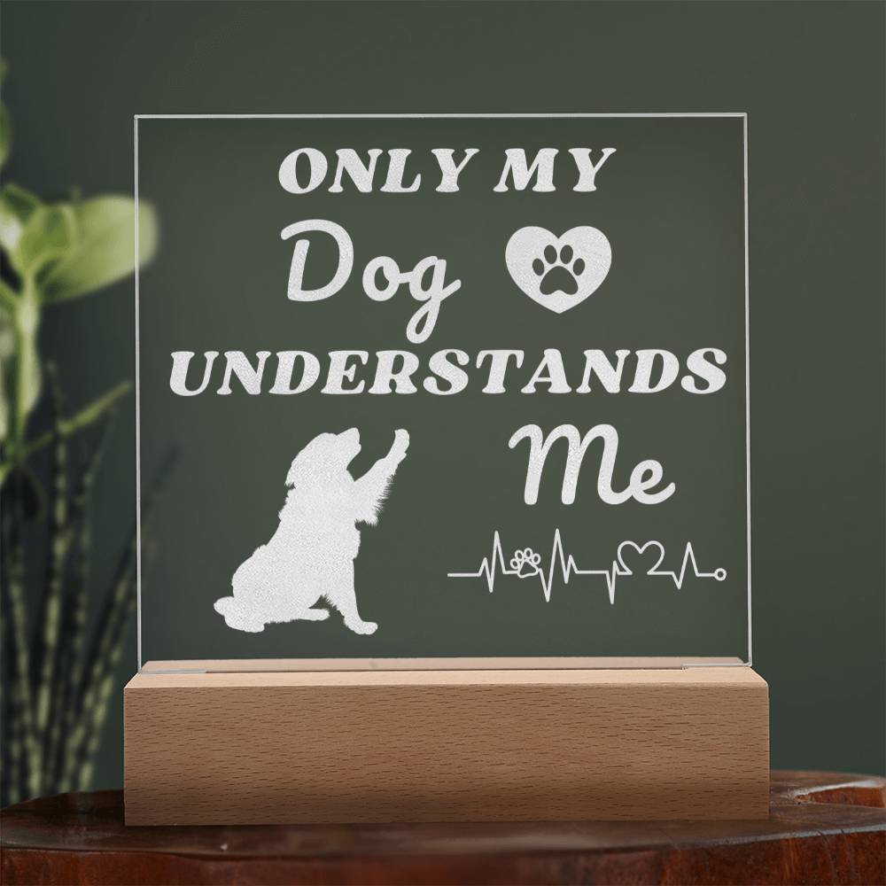 Only My Dog Understands Me - Engraved Acrylic Square Plaque LED Night Light - Pet Lovers - Valentine's Day - Gift for Pet Owners - Dog Lovers Birthday
