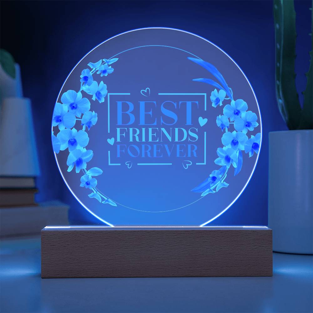 Best Friends Forever -Acrylic Circle Plaque LED Night Light - Gift for Her - Graduation Gift - Mother's Day Gift - Best Friends Gift - Birthday Gift - Special Occasion Gift