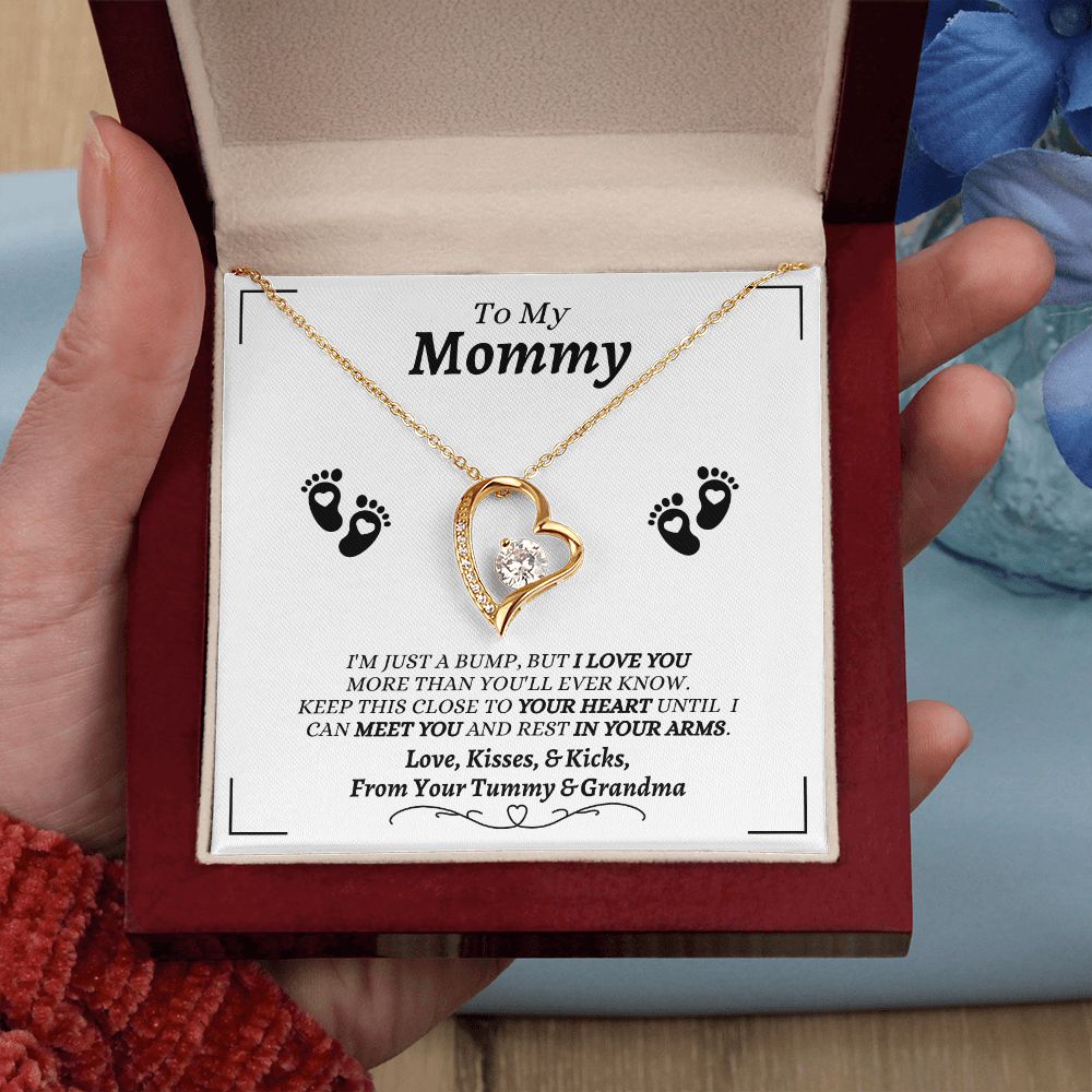 From Your Tummy & Grandma - To My Mommy - I Love You - Forever Love Necklace - Baby's Grandma Gift for Mommy- New Mom Gift - Keepsake Gift