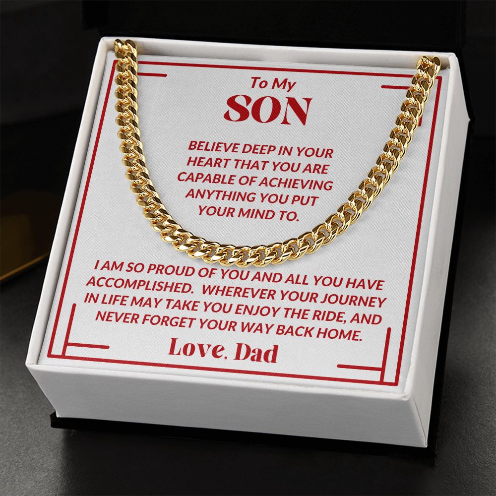 Dad - To My Son - Proud Of You - Cuban Link Chain - Son Gift - Birthday Gift - Graduation Gift - Holiday Gift