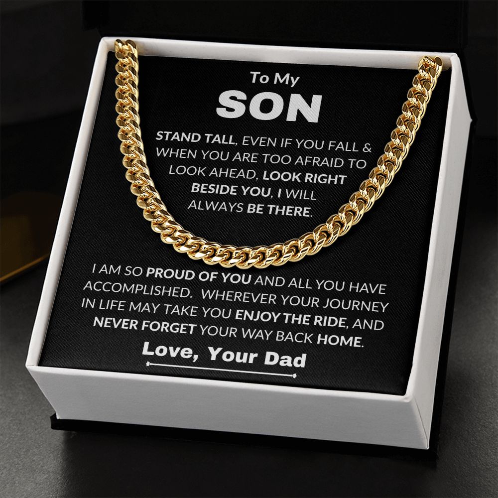 Dad - To My Son - Proud Of You - Cuban Link Chain - Son Gift - Grad Gift - Birthday Gift - Holiday Gift
