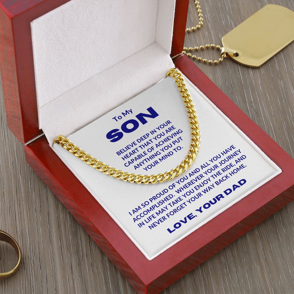 Dad - To My Son - In Your Heart - Cuban Link Chain - Son Gift - Graduation Gift - Birthday Gift - Holiday Gift