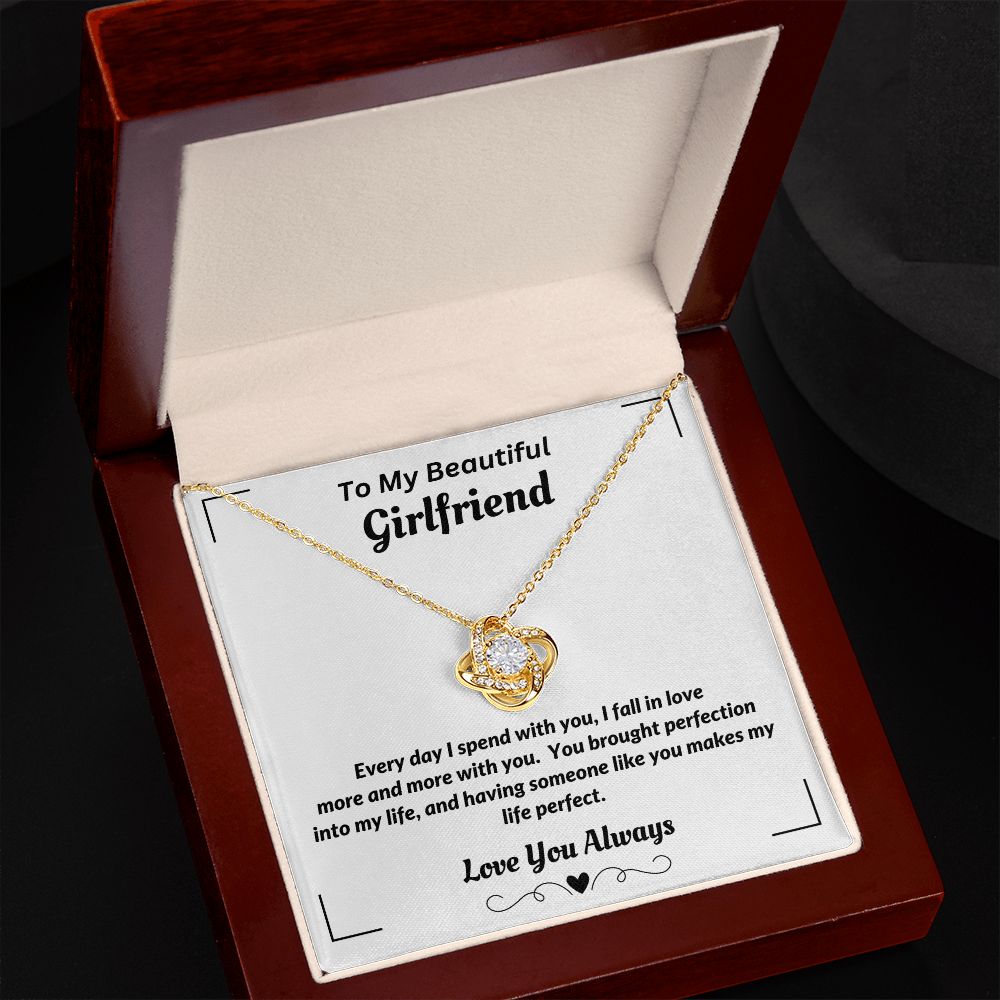 Boyfriend - To My Beautiful Girlfriend - I Fall In Love - Love Knot Necklace - Gift for Girlfriend - Birthday Gift - Christmas Gift