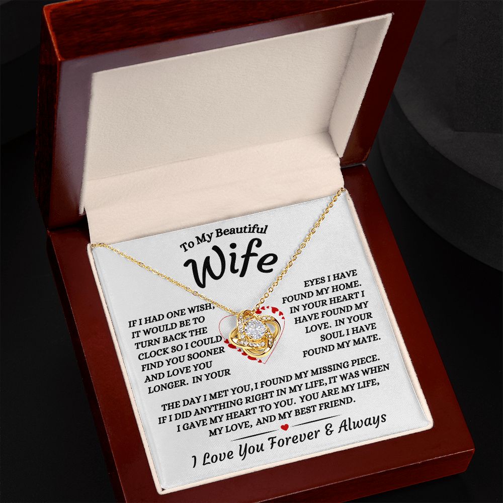 To My Beautiful Wife - I Gave My Heart To You - Love Knot Necklace