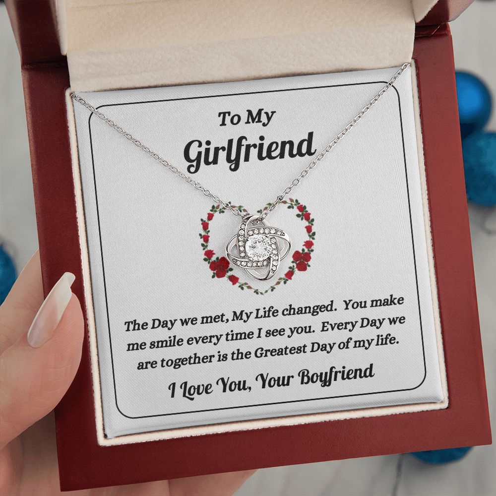 Boyfriend - To My Girlfriend - The Day We Met - Love Knot Necklace - Gift for Girlfriend - Birthday Gift - Christmas Gift
