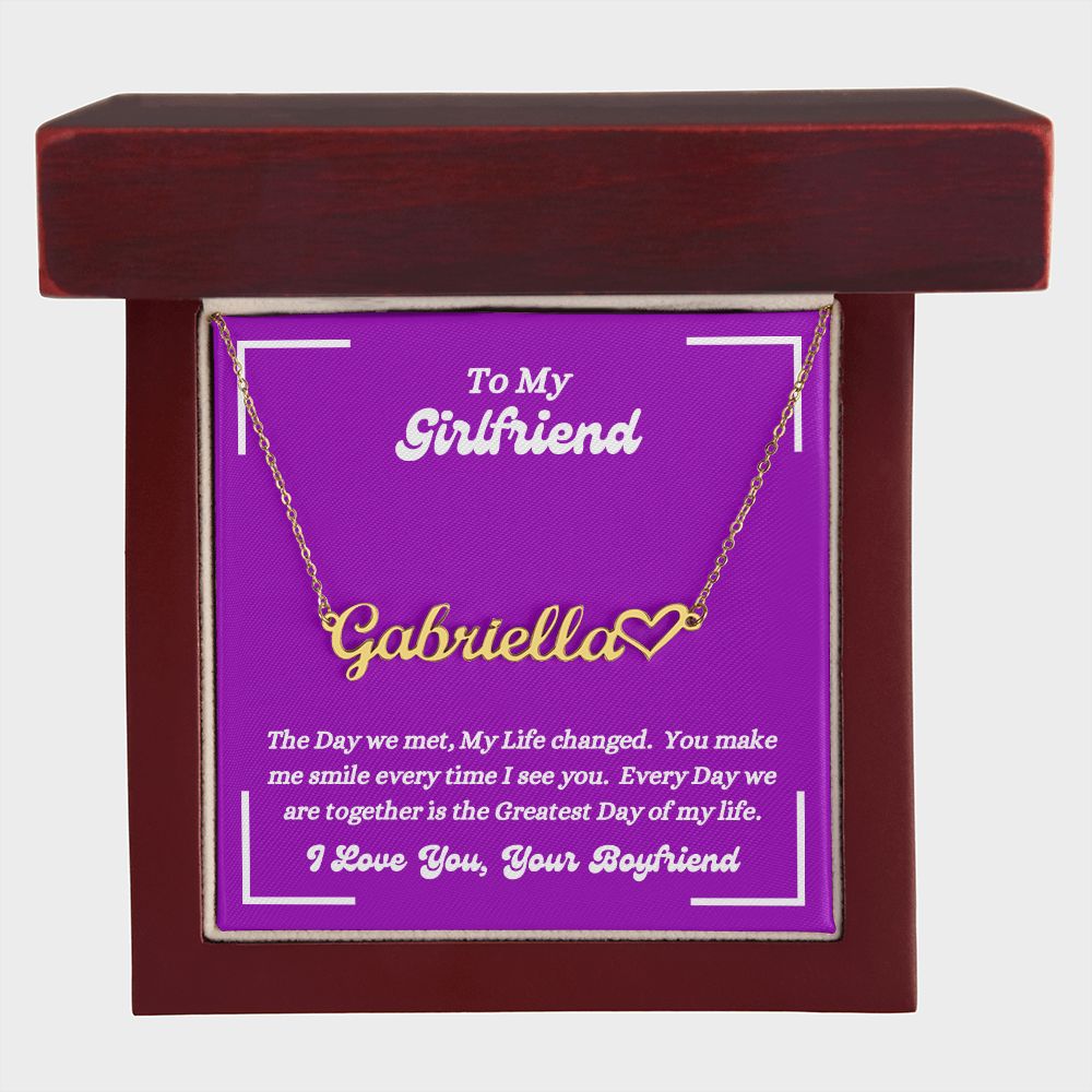 Boyfriend - To My Girlfriend - The Day We Met - Personalized Heart Name Necklace - Gift for Girlfriend - Birthday Gift - Custom Name Jewelry - Graduation Gift -  Christmas Gift