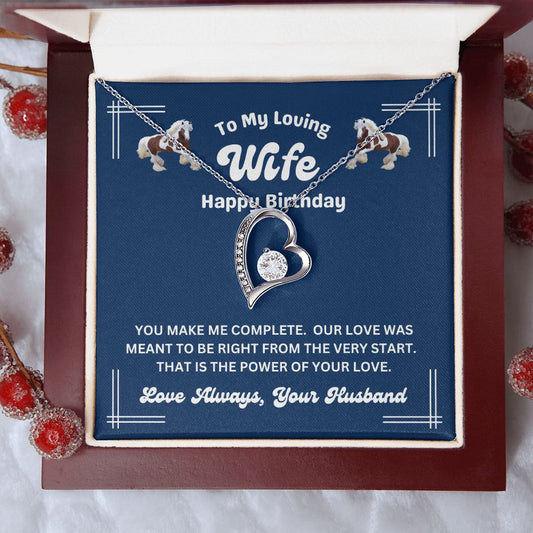 Happy Birthday from Husband - To My Loving Wife - You Make Me Complete - Forever Love Necklace - Wife Birthday Gift