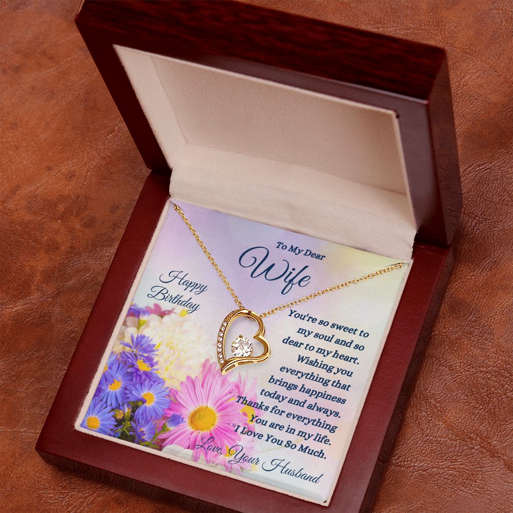 Happy Birthday from Husband - To My Dear Wife - So Sweet To My Soul - Forever Love Necklace - Wife Birthday Gift