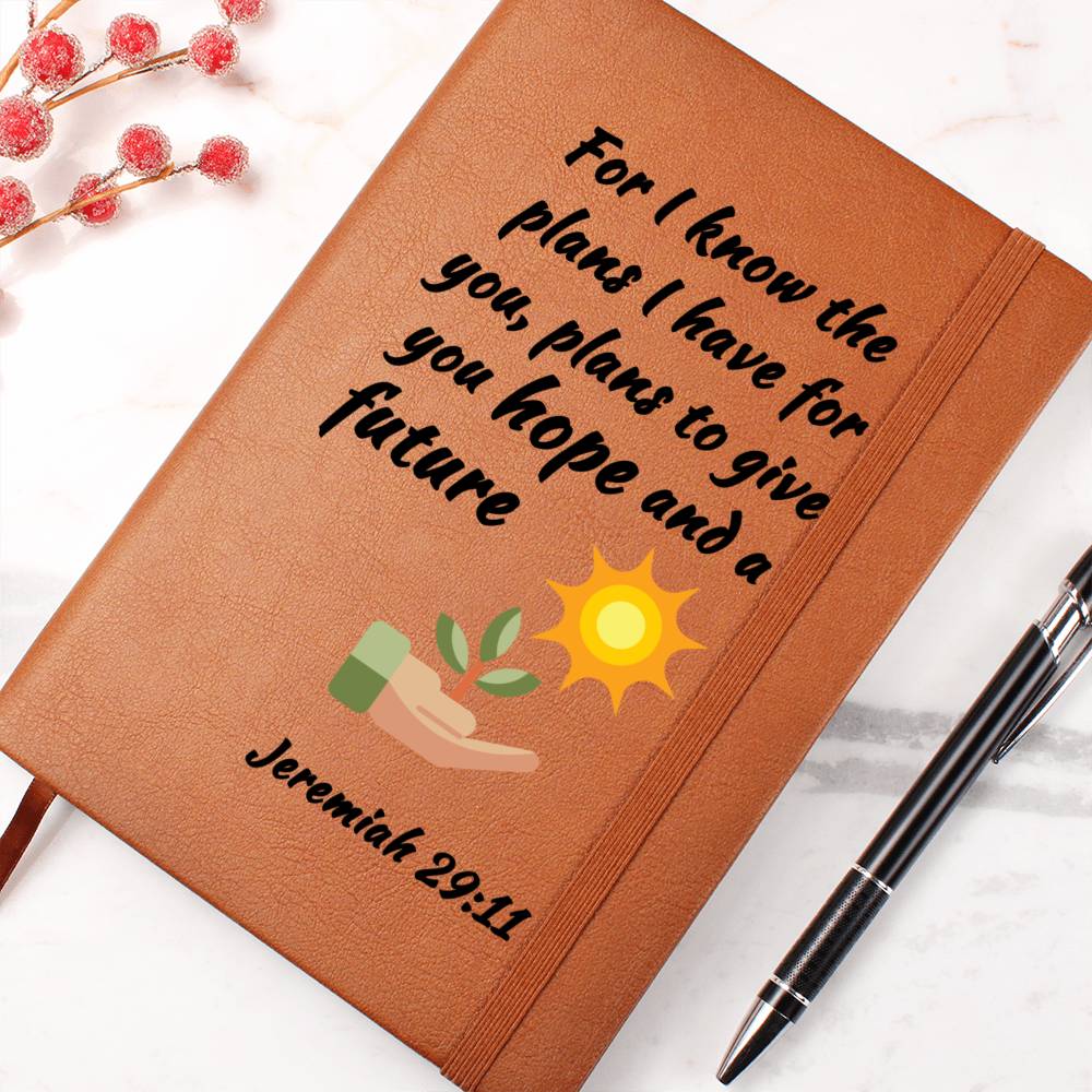 For I know the plans I have for you...  - Jeremiah 29:11 -  Gratitude Journal -- Scripture Gift - Religious Gift - Strength - Encouragement - Survivor - Inspirational Gift For Family & Friends Gift - Grad Gift - Birthday Gift