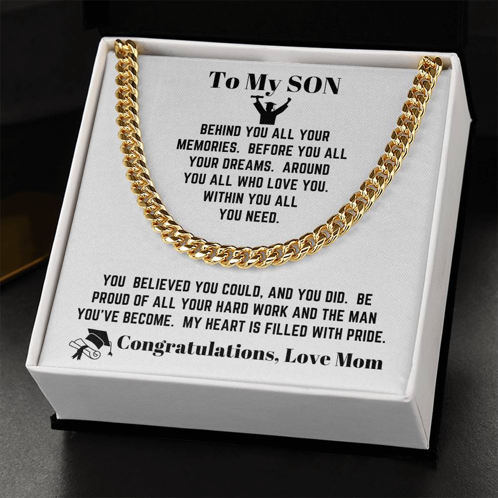 Mom - To My Son - Graduation - Cuban Link Chain