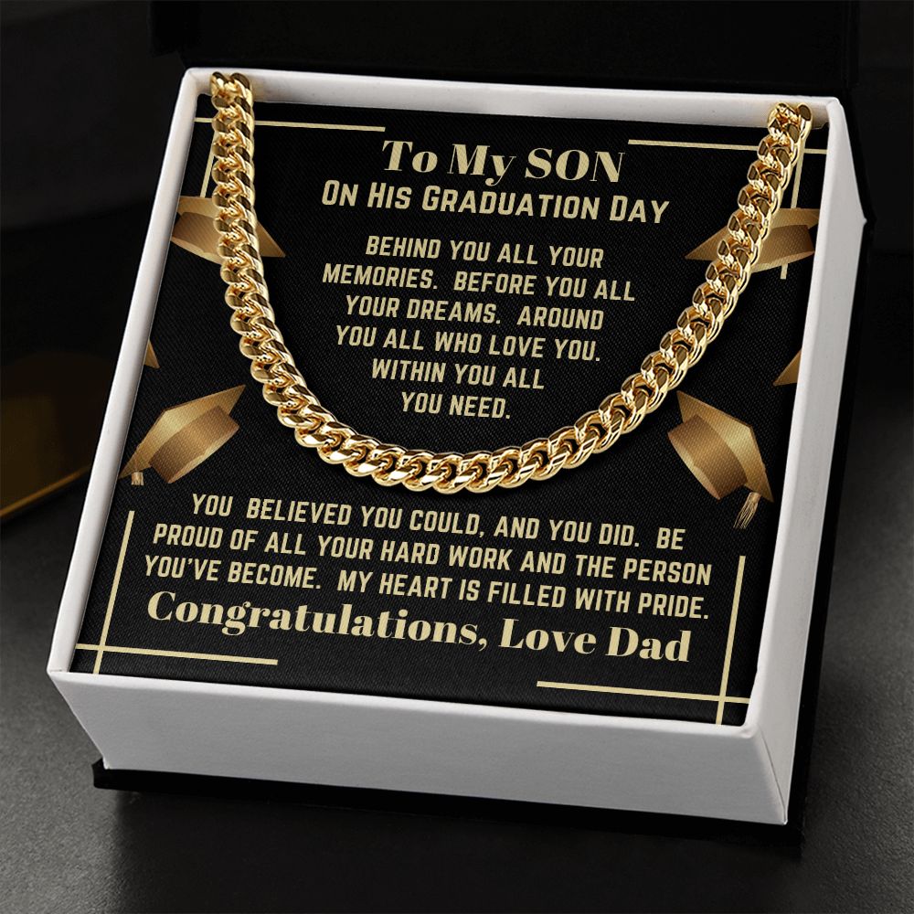 Dad - To My Son - On His Graduation Day - Cuban Link Chain - Son Gift - Graduation Gift - Birthday Gift - Holiday Gift