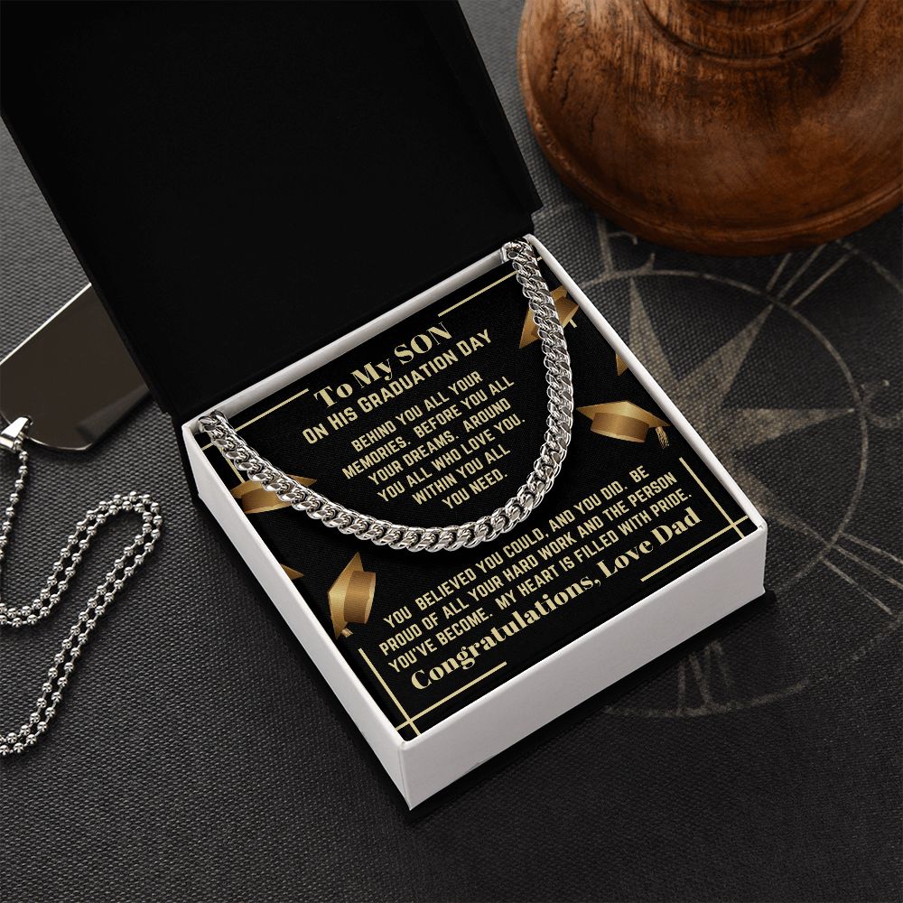 Dad - To My Son - On His Graduation Day - Cuban Link Chain - Son Gift - Graduation Gift - Birthday Gift - Holiday Gift