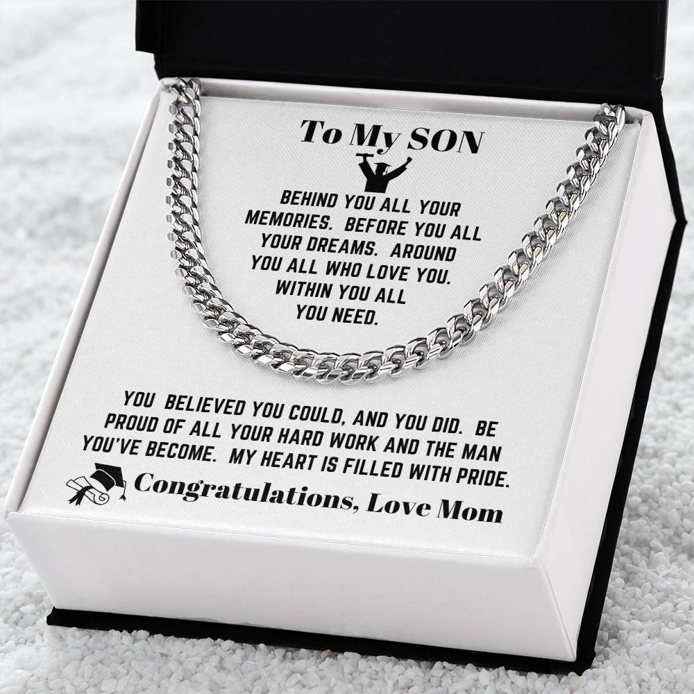 Mom - To My Son - Graduation - Cuban Link Chain