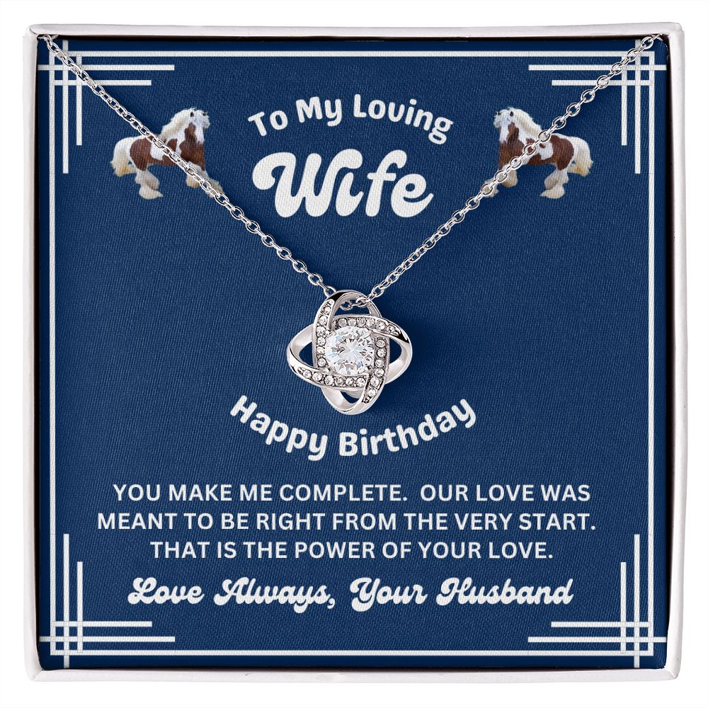 Happy Birthday from Husband - To My Loving Wife - You Make Me Complete - Love Knot Necklace- Wife Birthday Gift