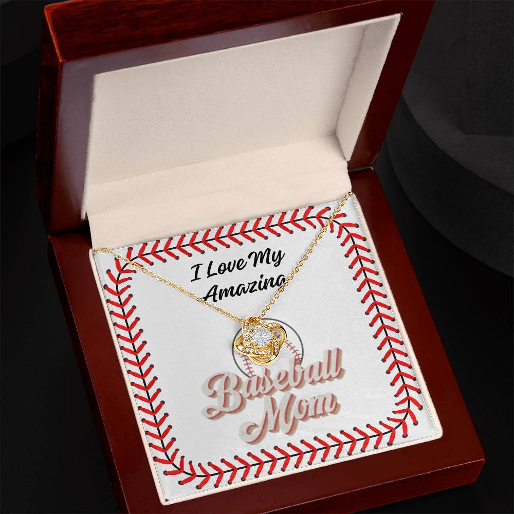 I Love My Amazing Baseball Mom - Love Knot Necklace - Gift for Mom - Mother's Day Gift- Birthday Gift -  Baseball Mom Gift - Special Occasion - Keepsake Gift from Child