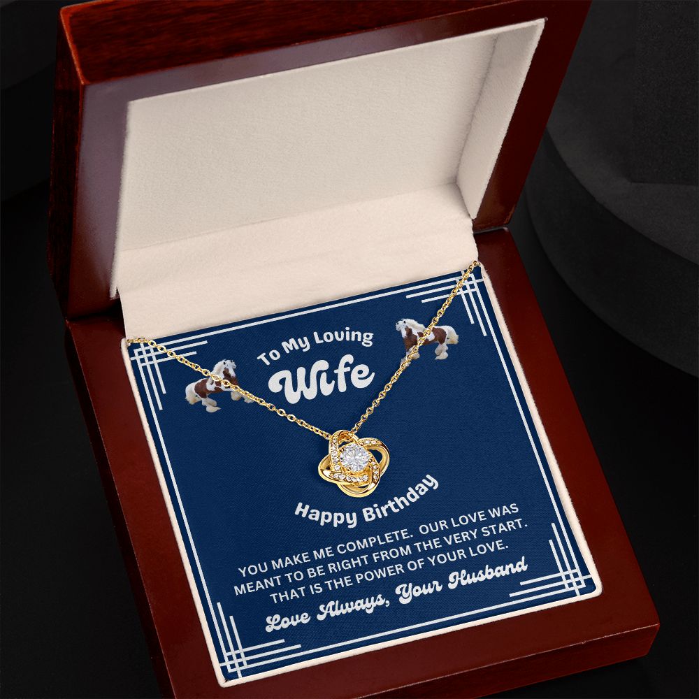 Happy Birthday from Husband - To My Loving Wife - You Make Me Complete - Love Knot Necklace- Wife Birthday Gift