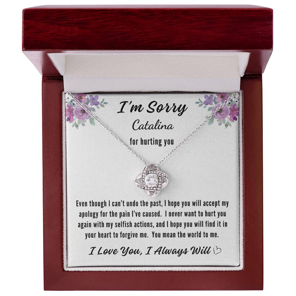 I'm Sorry - For Hurting You - Love Knot Necklace - Personalize Her Name - I'm Sorry Necklace Apology Gift - Apology Gift for Wife/Girlfriend/Partner - Apology Gift for Her