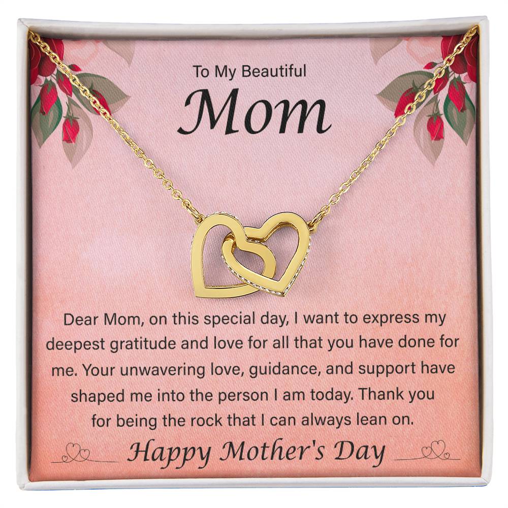 Happy Mother's Day - Dear Mom, On This Special Day - Interlocking Hearts Necklace - Gift for Mom - Mother's Day Gift