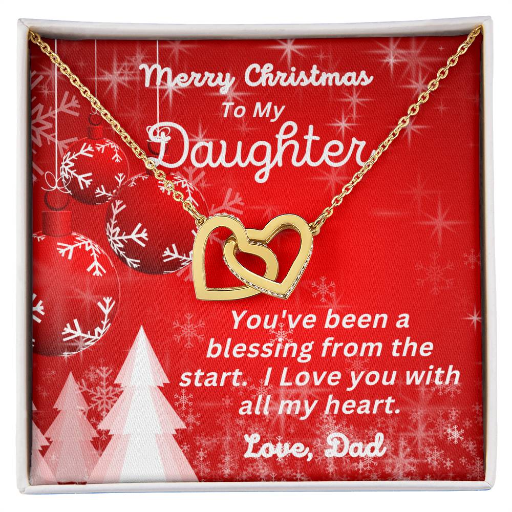 Dad - Merry Christmas  To My Daughter - Interlocking Hearts Necklace - Daughter Christmas Gift