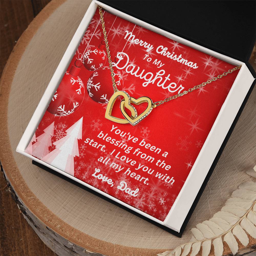 Dad - Merry Christmas  To My Daughter - Interlocking Hearts Necklace - Daughter Christmas Gift