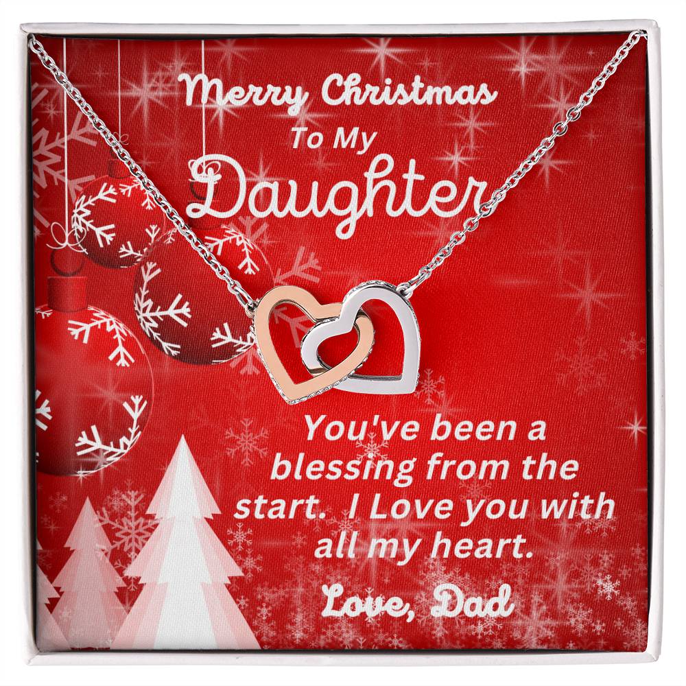 Dad - Merry Christmas  To My Daughter - Interlocking Hearts Necklace - Daughter Christmas Gift