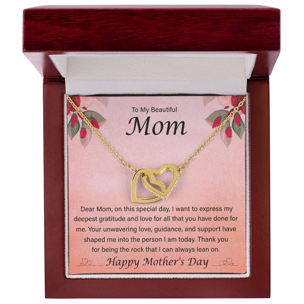 Happy Mother's Day - Dear Mom, On This Special Day - Interlocking Hearts Necklace - Gift for Mom - Mother's Day Gift