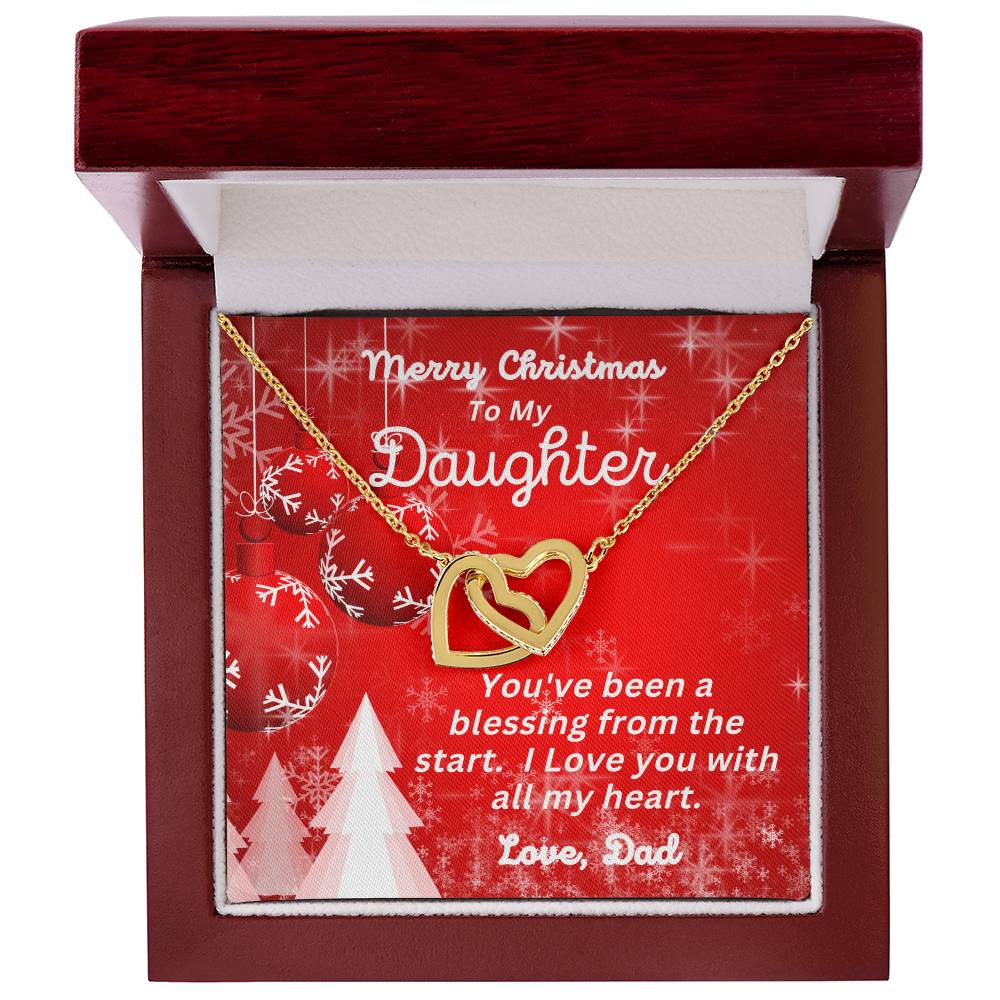 Dad - Merry Christmas  To My Daughter - Interlocking Hearts Necklace - Daughter Christmas Gift