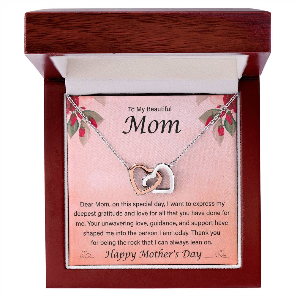 Happy Mother's Day - Dear Mom, On This Special Day - Interlocking Hearts Necklace - Gift for Mom - Mother's Day Gift