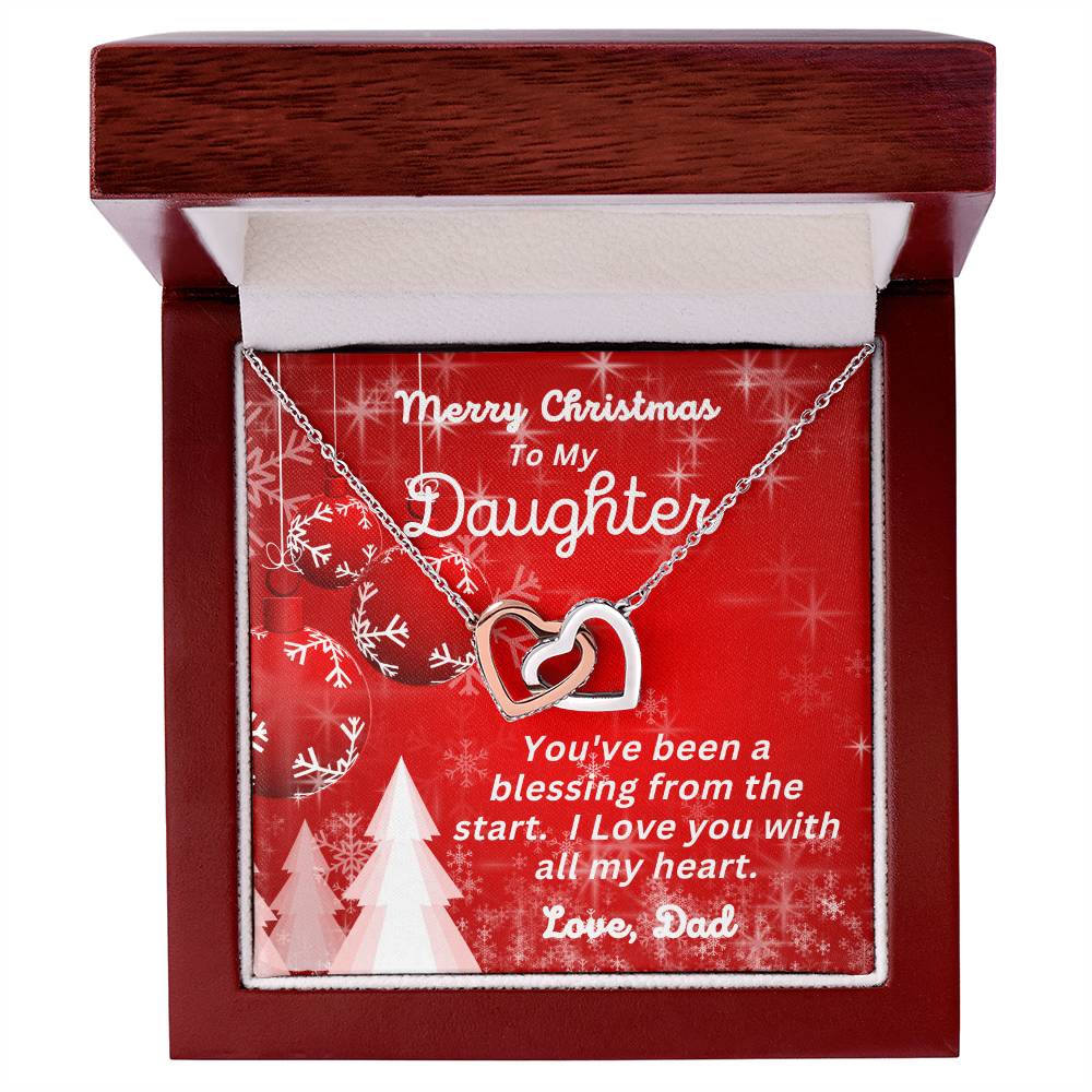 Dad - Merry Christmas  To My Daughter - Interlocking Hearts Necklace - Daughter Christmas Gift