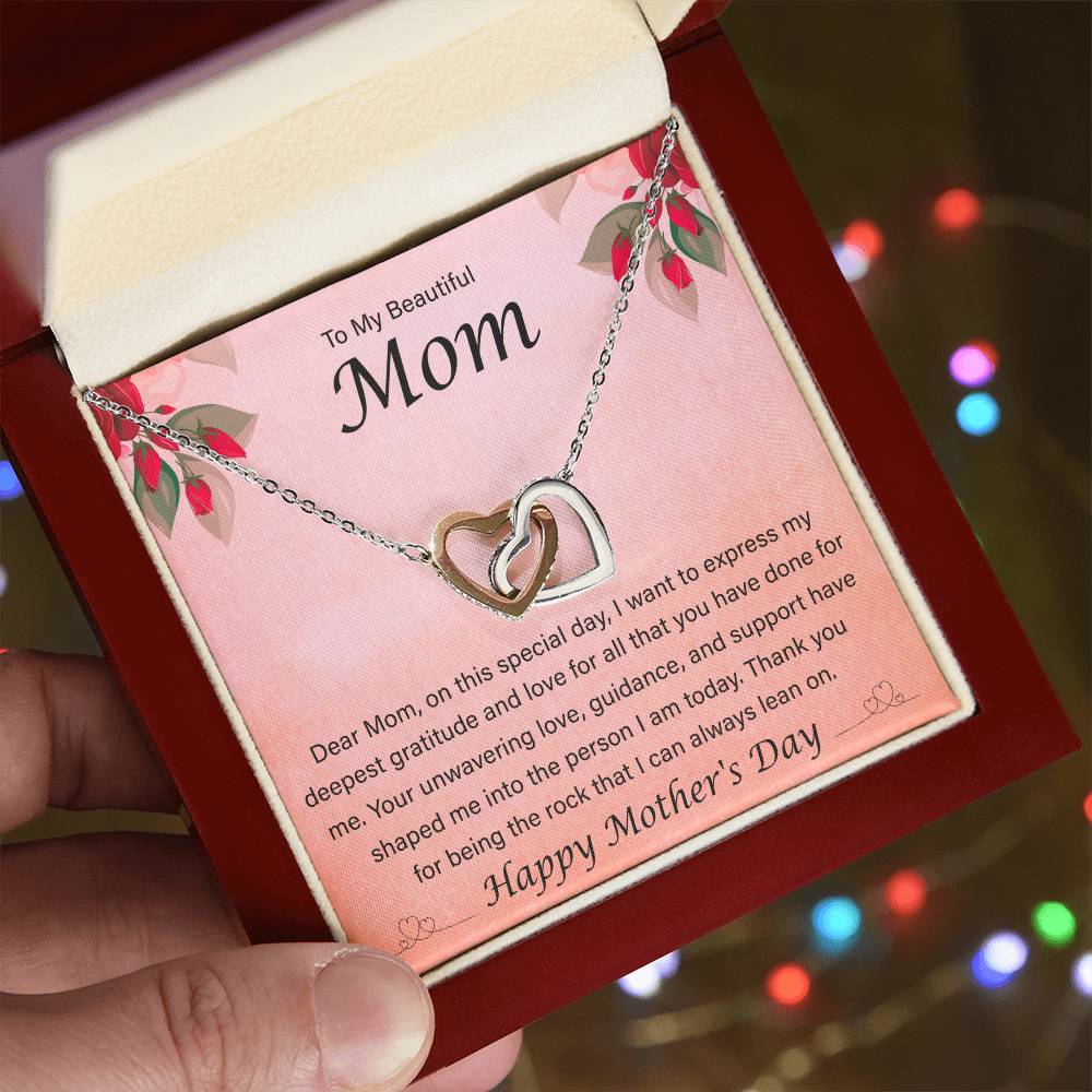 Happy Mother's Day - Dear Mom, On This Special Day - Interlocking Hearts Necklace - Gift for Mom - Mother's Day Gift