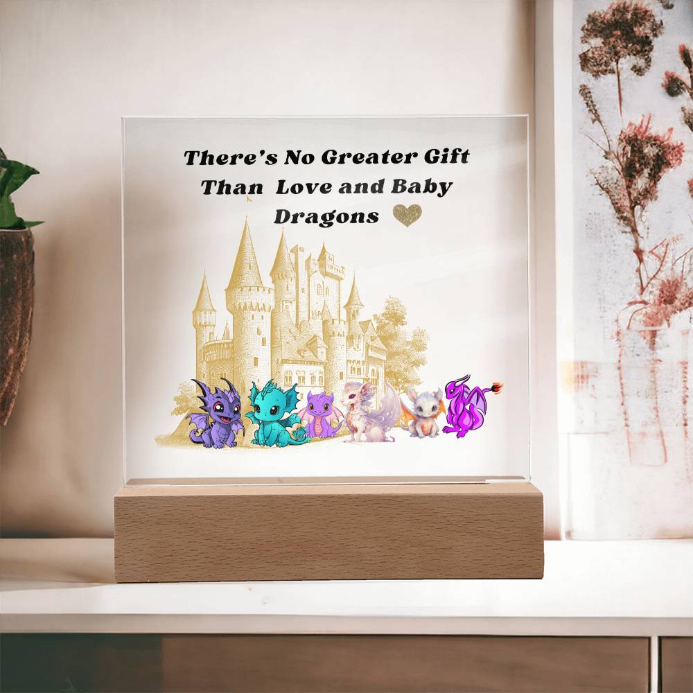 There's No Greater Gift Than Love And Baby Dragons - Acrylic Square LED Night Light - Kids Gift - Birthday Gift - Valentines - Special Occasions - Dragon Lovers - Kids Decor