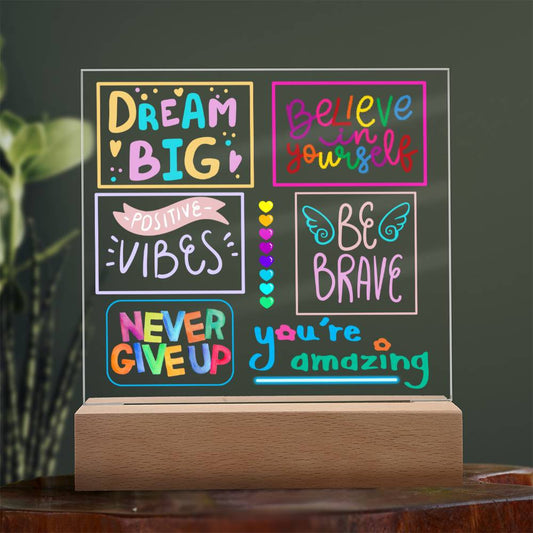 Positive Vibes - Acrylic Square  Plaque