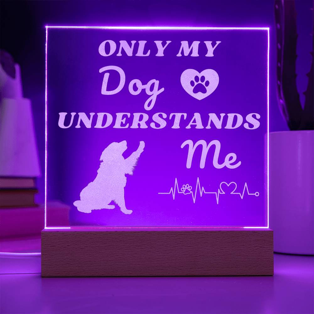 Only My Dog Understands Me - Engraved Acrylic Square Plaque LED Night Light - Pet Lovers - Valentine's Day - Gift for Pet Owners - Dog Lovers Birthday