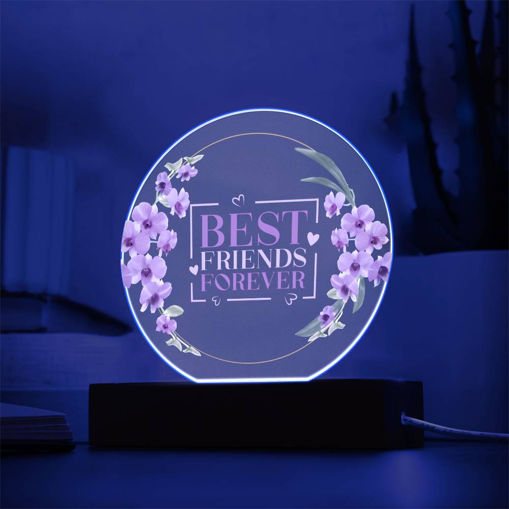 Best Friends Forever -Acrylic Circle Plaque LED Night Light - Gift for Her - Graduation Gift - Mother's Day Gift - Best Friends Gift - Birthday Gift - Special Occasion Gift