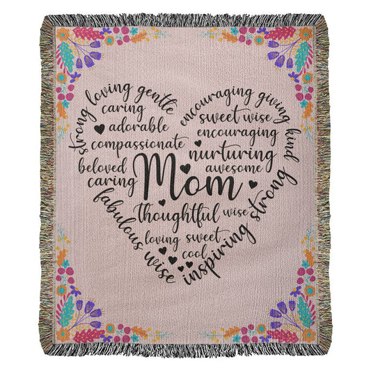 Loving Mom - Heirloom Woven Blanket - Gift for Mom - Mother's Day Gift - Encouragement Gift - Inspirational Gift For Family & Friends Gift - Birthday - Special Occasion Gift