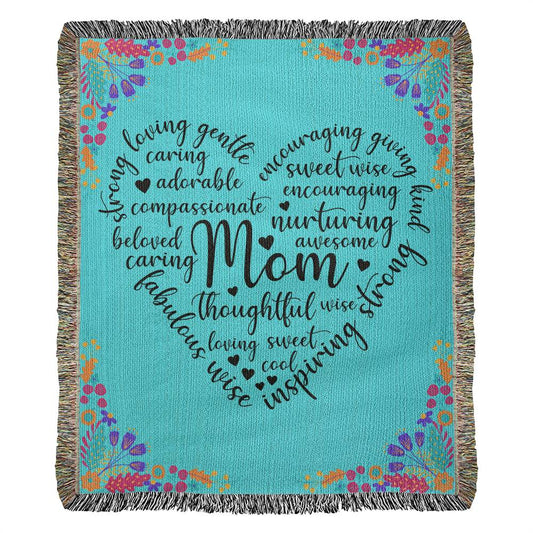 Loving Mom - Heirloom Woven Blanket -  Mother's Day Gift - Encouragement Gift - Inspirational Gift For Family & Friends Gift - Birthday - Special Occasion Gift