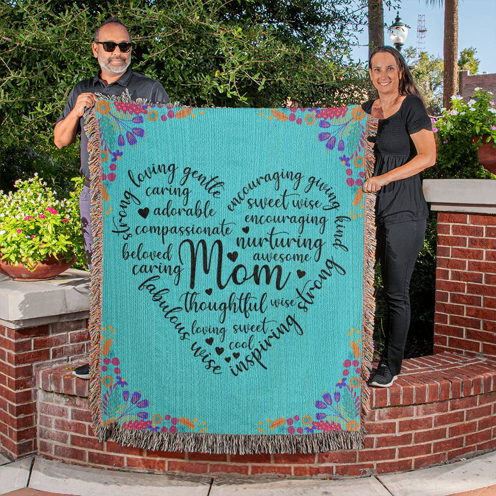 Loving Mom - Heirloom Woven Blanket -  Mother's Day Gift - Encouragement Gift - Inspirational Gift For Family & Friends Gift - Birthday - Special Occasion Gift