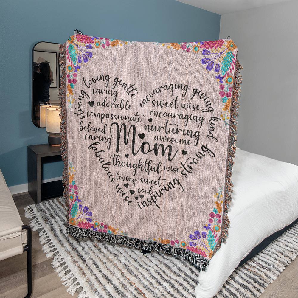 Loving Mom - Heirloom Woven Blanket - Gift for Mom - Mother's Day Gift - Encouragement Gift - Inspirational Gift For Family & Friends Gift - Birthday - Special Occasion Gift