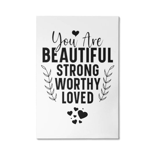 You Are BEAUTIFUL STRONG WORTHY LOVED - Gallery Wrapped Canvas (2:3) -Graduation - Mother's Day Gift - Encouragement Gift - Inspirational Gift For Family & Friends Gift - Birthday - Special Occasion Gift