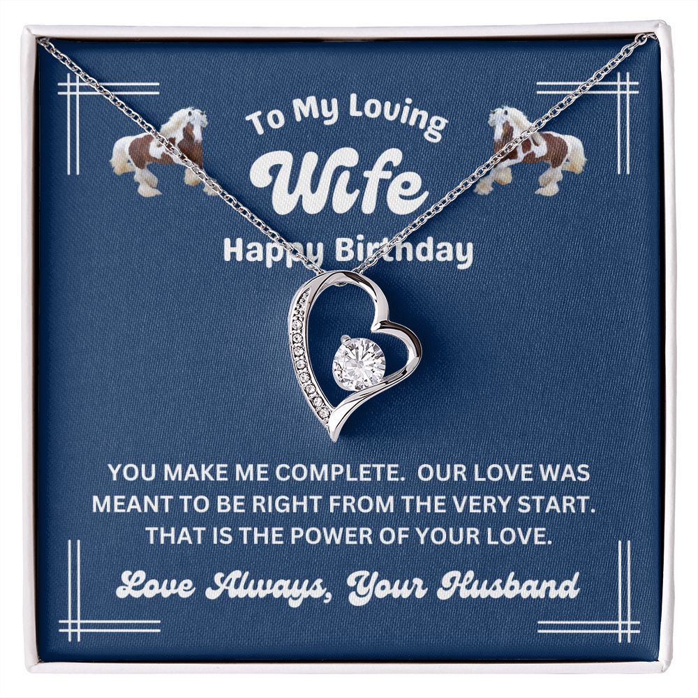 Happy Birthday from Husband - To My Loving Wife - You Make Me Complete - Forever Love Necklace - Wife Birthday Gift