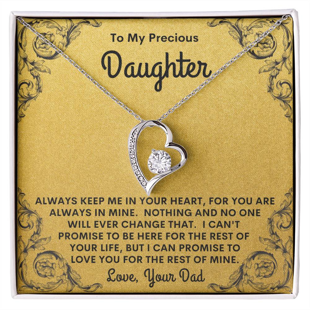 Dad - To My Precious Daughter - Always Keep Me In Your Heart - Forever Love Necklace - Daughter Gift - Birthday Gift - Christmas Gift