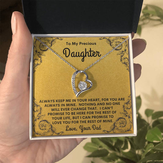 Dad - To My Precious Daughter - Always Keep Me In Your Heart - Forever Love Necklace - Daughter Gift - Birthday Gift - Christmas Gift