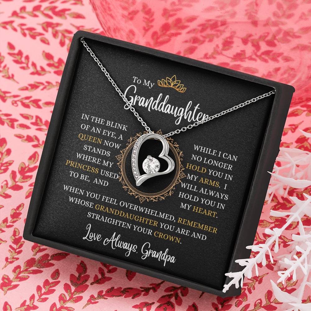 Grandpa - To My Granddaughter - A Queen Now Stands - Forever Love Necklace - Granddaughter Gift - Birthday Gift - Holiday Gift