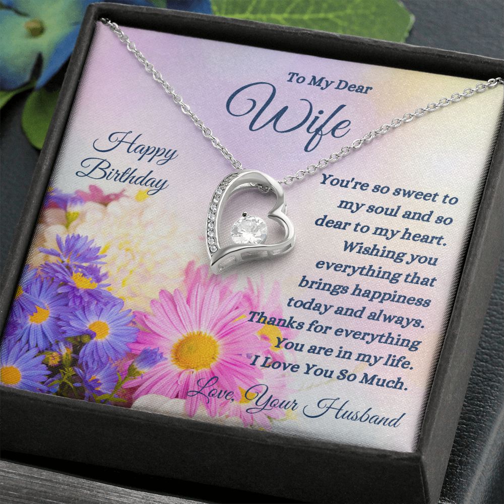 Happy Birthday from Husband - To My Dear Wife - So Sweet To My Soul - Forever Love Necklace - Wife Birthday Gift