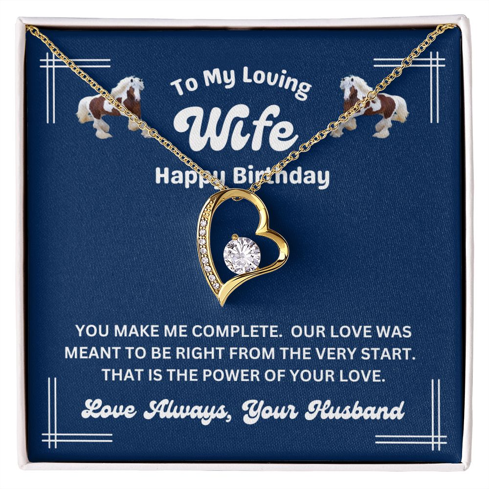 Happy Birthday from Husband - To My Loving Wife - You Make Me Complete - Forever Love Necklace - Wife Birthday Gift